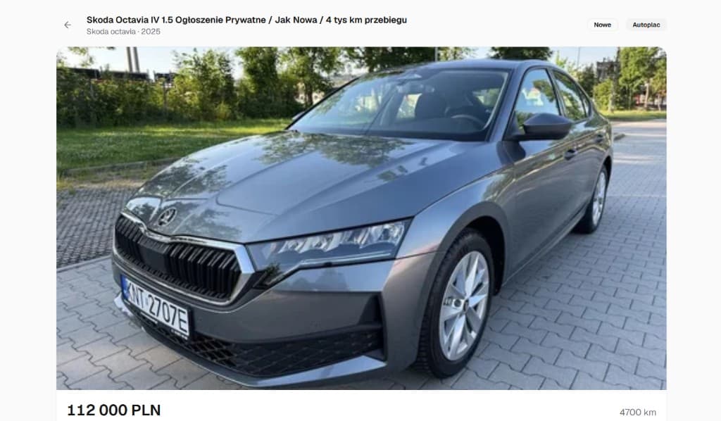 Skoda Octavia IV - ogloszenie prywatne 112 000 PLN